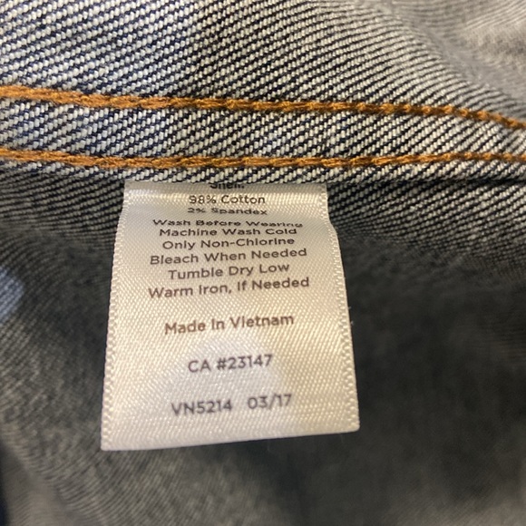 Talbots dark Jean jacket with ruffles. - Picture 4 of 4